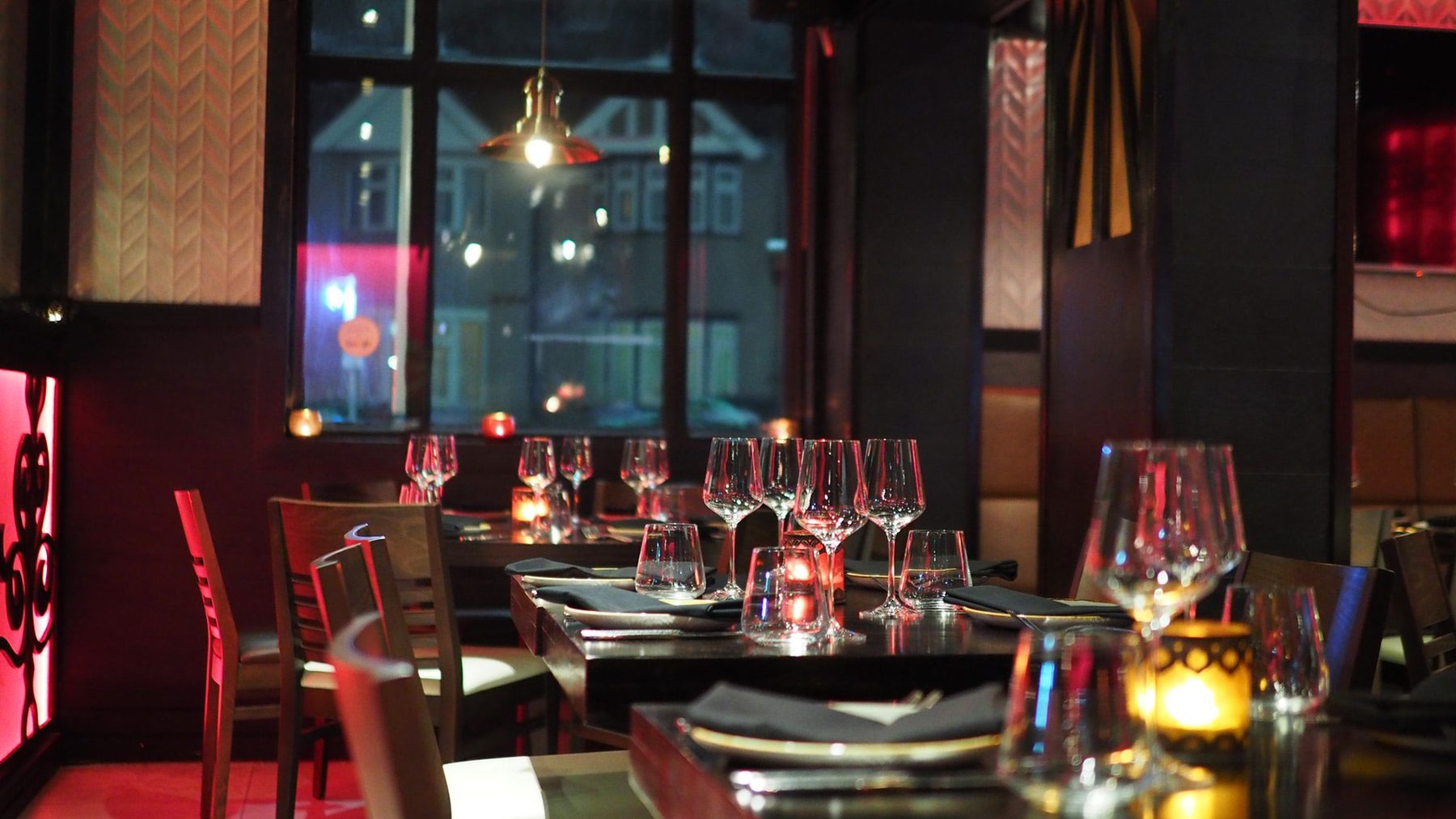 Candlelit private dinner table