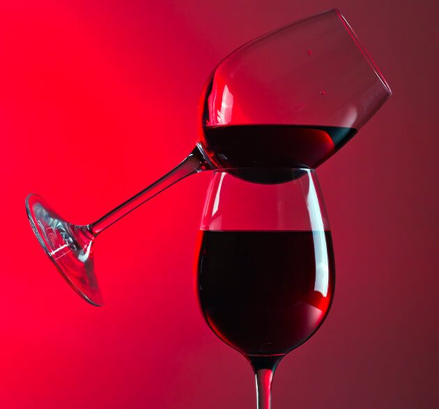 Red wine glasses
